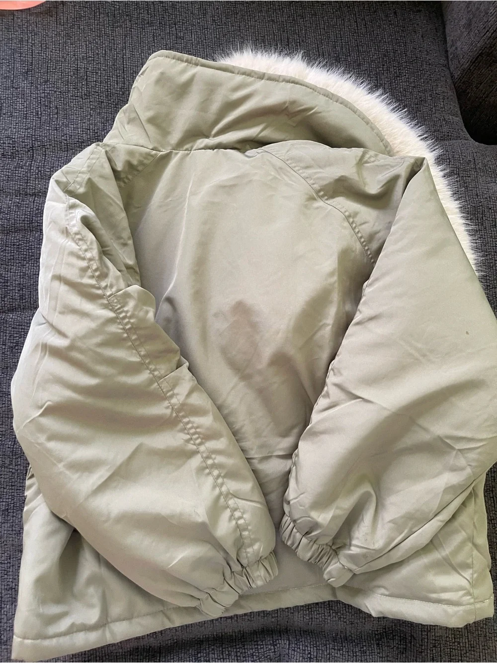 Faux Fur Lined Olive Green Jacket